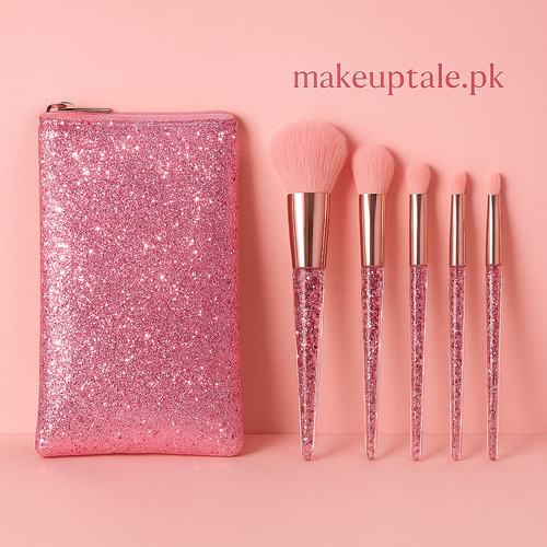 Glitter Makeup Brush Set with Matching Pouch